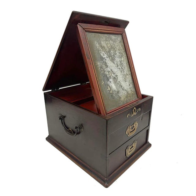 Late 19th Century Antique Chinese Wooden Jewelry Box, Cosmetic Box For Sale - Image 4 of 9