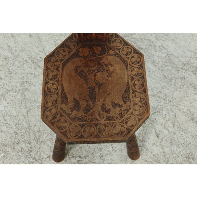 1900 - 1909 Antique Hand Crafted Old English Occasional Seat Chair For Sale - Image 5 of 11