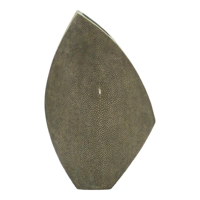 Shagreen Vase With Brass Details by R&y Augousti For Sale