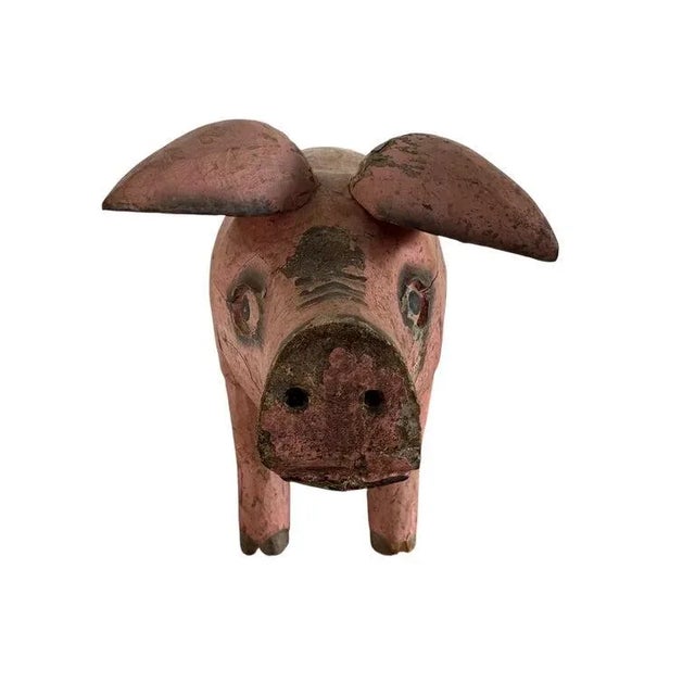 Folk Art Carved and Painted Pig For Sale - Image 4 of 11