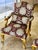French French-Style Damask Armchair – Burgundy & Cream Upholstery With Ornate Gold Leaf Frame For Sale - Image 3 of 4