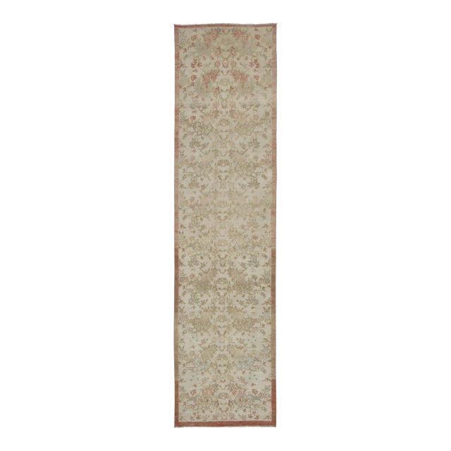 Vintage Turkish Runner With Floral Rosette & Vine Border - Rug & Kilim For Sale