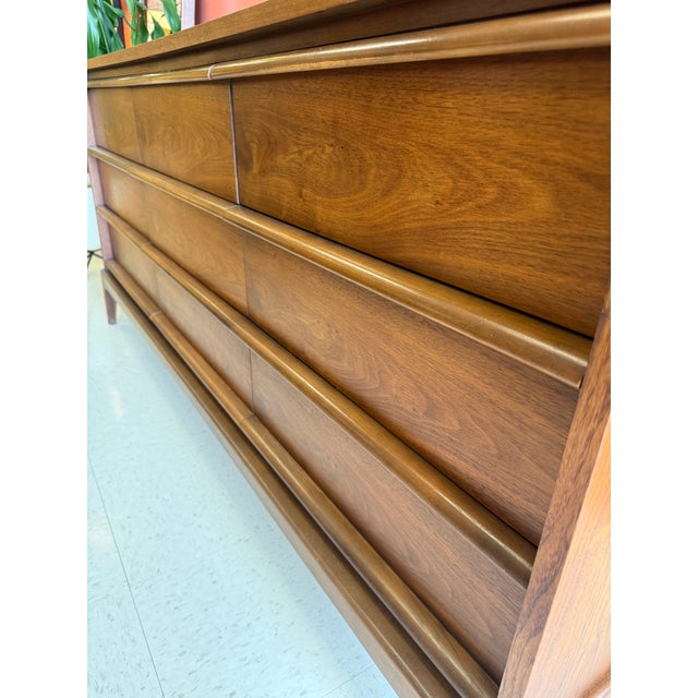 Brown Mid Century Modern Walnut 9 Drawer by Lane Furniture From Their Rhythm Line For Sale - Image 8 of 12