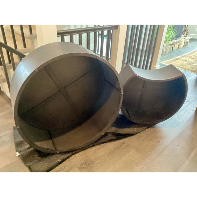 Charcoal Steel Nesting Drum Coffee Tables, Gunmetal For Sale - Image 8 of 12