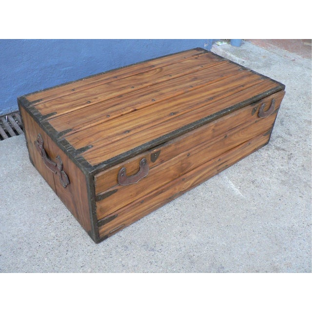 Antique Wooden Travel Trunk For Sale - Image 13 of 14