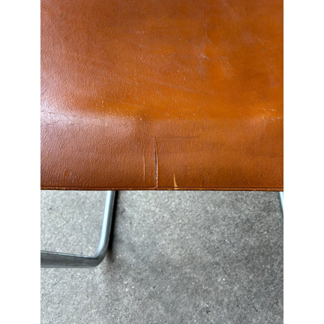 1960s Nicos Zographos "Ch66" Brown Leather and Chrome Side Chair For Sale - Image 13 of 18