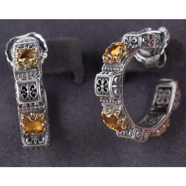 Contemporary Konstantino 18k/Sterling Clio Collection Citron hoop earrings For Sale - Image 3 of 11