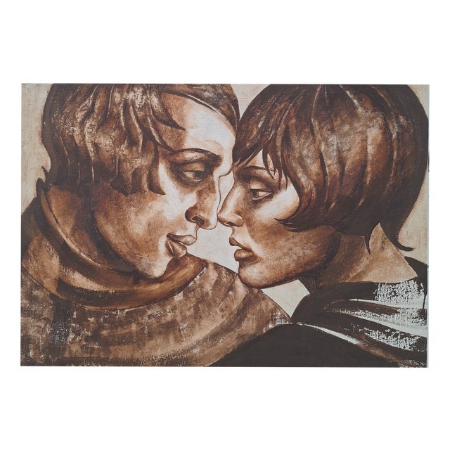 Agata Stomma, a Couple in Brown Color, 2022, Gouache and Canvas For Sale