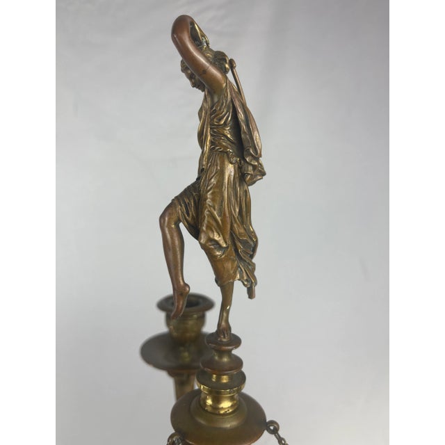 Antique Circa 1890 Ferdinand Barbedienne Foundry French Bronze Pair Candelabras For Sale In Los Angeles - Image 6 of 10