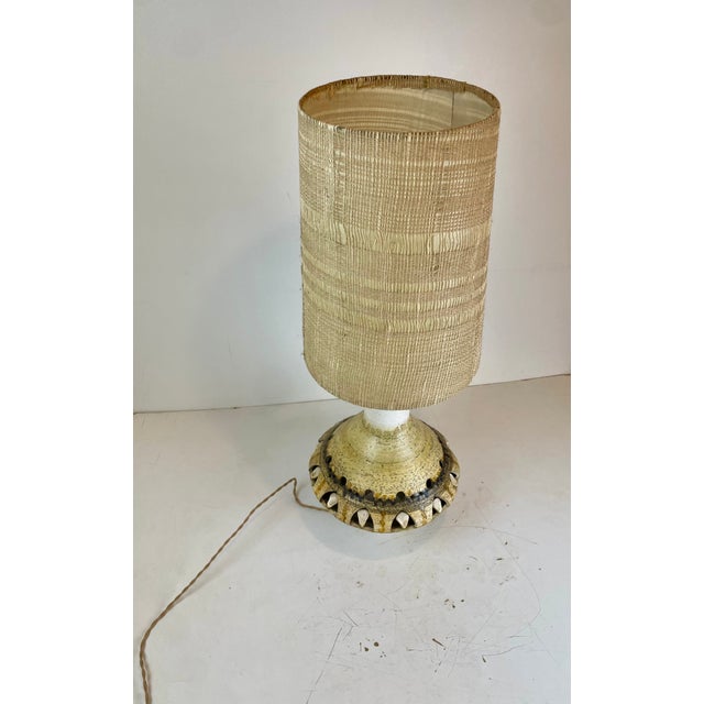 Beige Ceramic Table Lamp by Georges Pelletier for Accolay, France, 1960s For Sale - Image 8 of 15