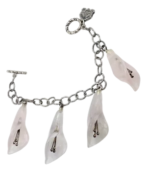 1980s Rare Vintage Mario Buccellati Silver Quartz Calla Lily Bracelet