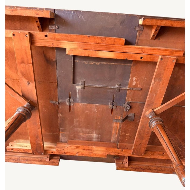 Antique 1920s Federal Hepplewhite Walnut Dining Table 16" Leaf Self-Storing For Sale - Image 11 of 18