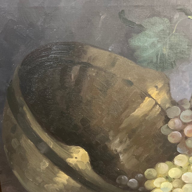 20th Century American School Tabletop Still Life Grapes and Fruits Framed Signed For Sale - Image 10 of 11