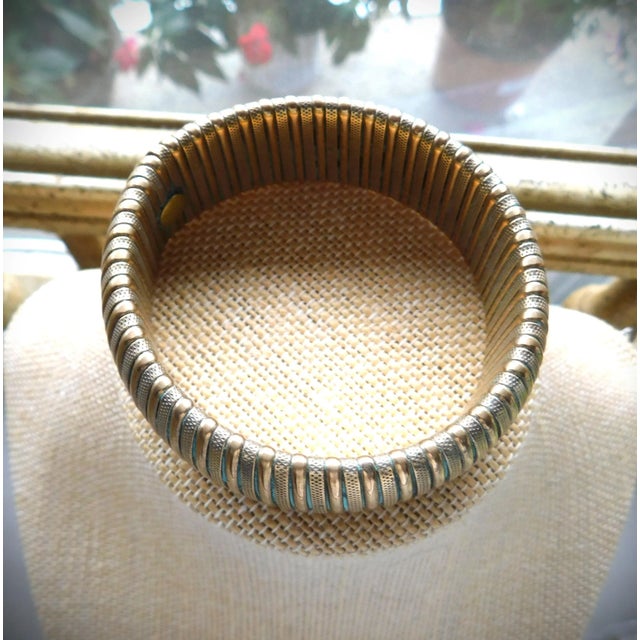 Vintage Gold Ribbed Bangle Cuff Bracelet For Sale - Image 4 of 8