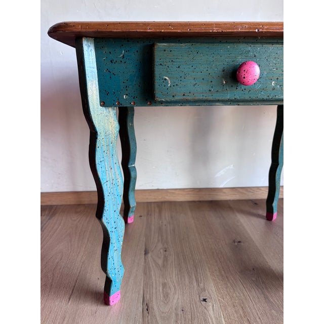 Handmade Folk Art Side Tables Nightstands David Marsh/Marsh Fun Co Handpainted Solid Ponderosa Pine Rustic Southwest Cabin Post Modern Memphis Style For Sale - Image 4 of 18