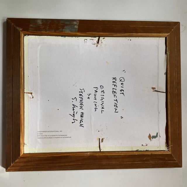 Abstract Contemporary Original Stephen Heigh Abstract Painting “Quiet Reflection “ Vintage Wood Frame For Sale - Image 3 of 3