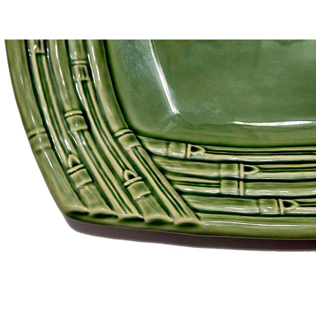 Vintage Bamboo by Bordallo Pinheiro Ceramic Oval Serving Platter For Sale - Image 9 of 16