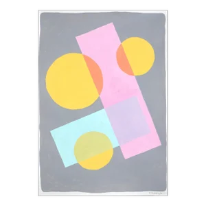 2022 "Constructivist Pastel Forms" Contemporary Acrylic Painting on Watercolor Paper by Ryan Rivadeneyra