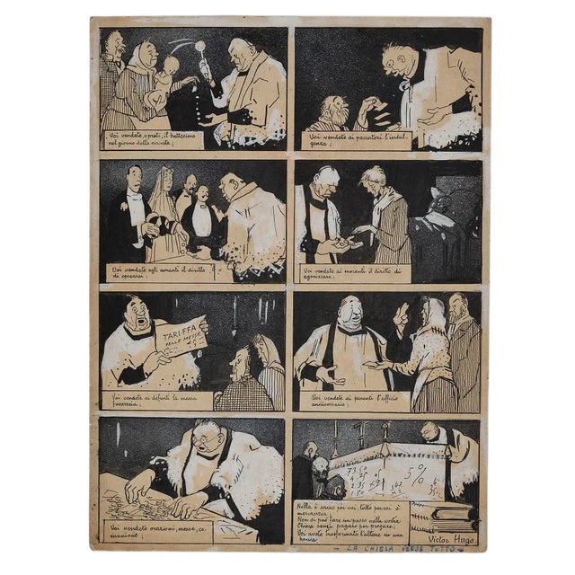 Gabriele Galantara, Back Cover, Watercolor and China Ink, 1913 For Sale