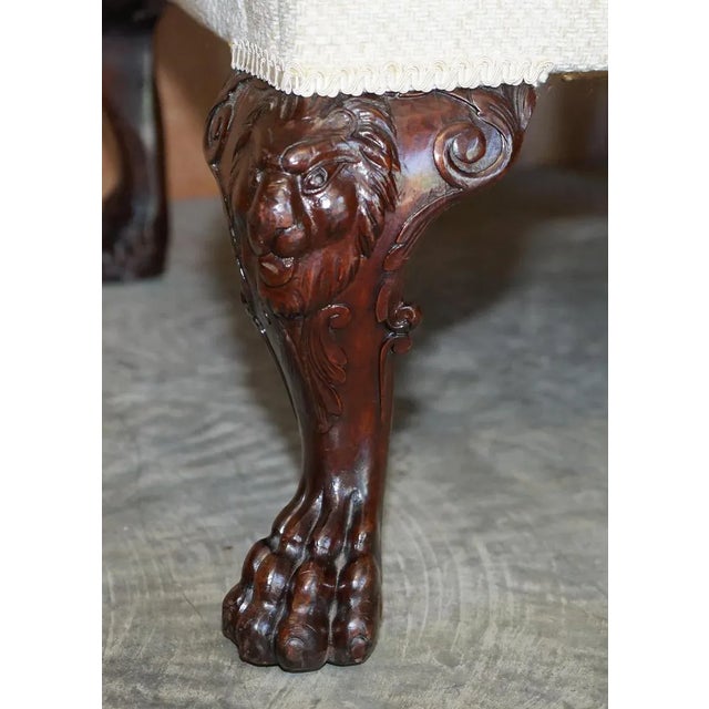 Antique Hand Carved Lion's Paw Leg Club Armchair For Sale - Image 8 of 18