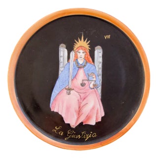 Hand-Painted Porcelain The Justice Plate by Lithian Ricci For Sale