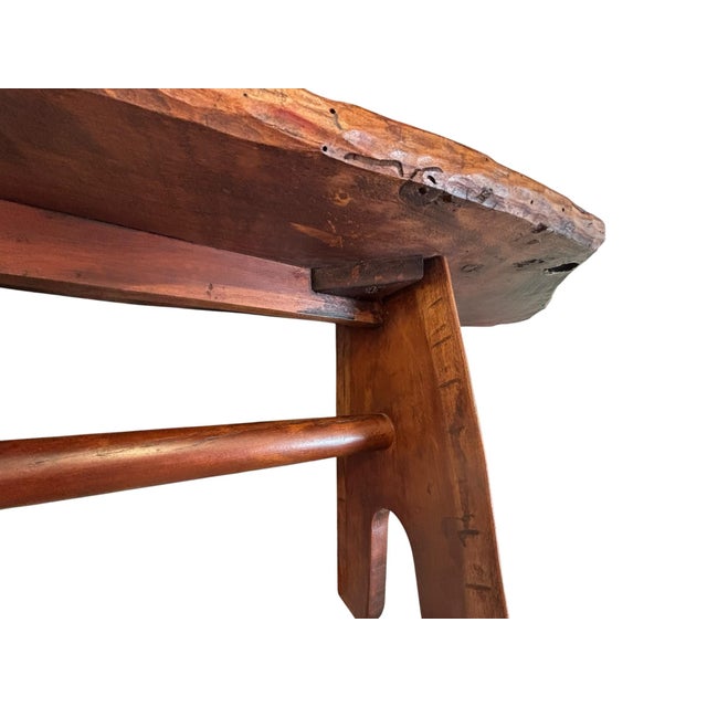 Handcrafted Live Edge Hardwood Bench in the Style of Appalachian Folk Art For Sale - Image 9 of 12