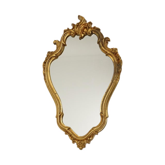 Mid-Century Modern Baroque French Gold-Leaf Gilded Mirror with Crest For Sale - Image 3 of 16