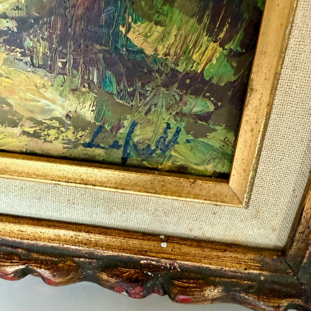 Impressionist Vintage Modern Impressionist Gold Framed Autumn Forest Impasto Oil Painting MCM For Sale - Image 3 of 7