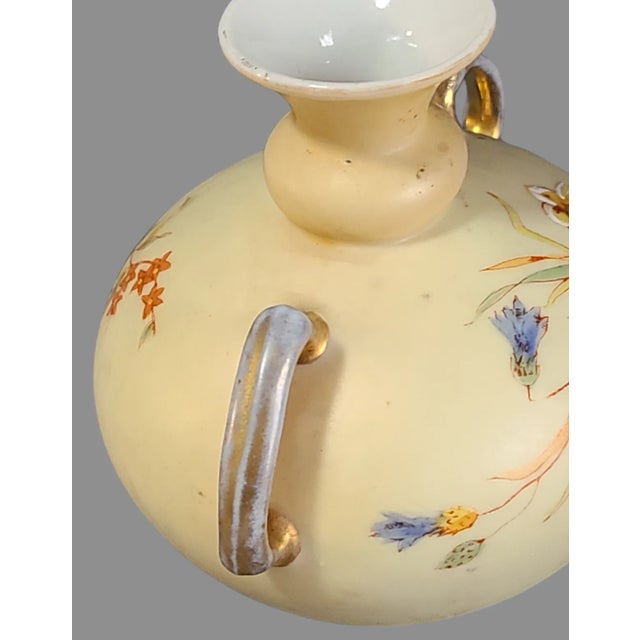 Ceramic Antique Hand Painted Floral Two Handle Small Vase Rudolstadt Rw, Made in Germany For Sale - Image 7 of 8