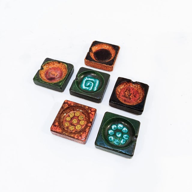 German Ceramic Ashtray Set in the style of Scheurich, 1960s, Set of 6 For Sale - Image 10 of 10