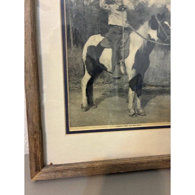 Vintage Framed Black and White Photo "Justin Tubb and His Pony" For Sale - Image 4 of 11