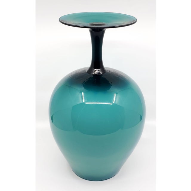 Glass Vase Murano Glass Extra-Large Turquoise For Sale - Image 7 of 8