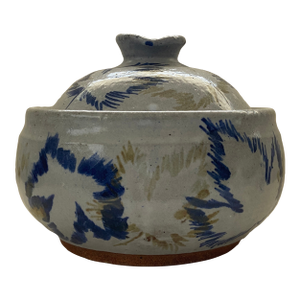 Ceramic Crock With Painted Leaves
