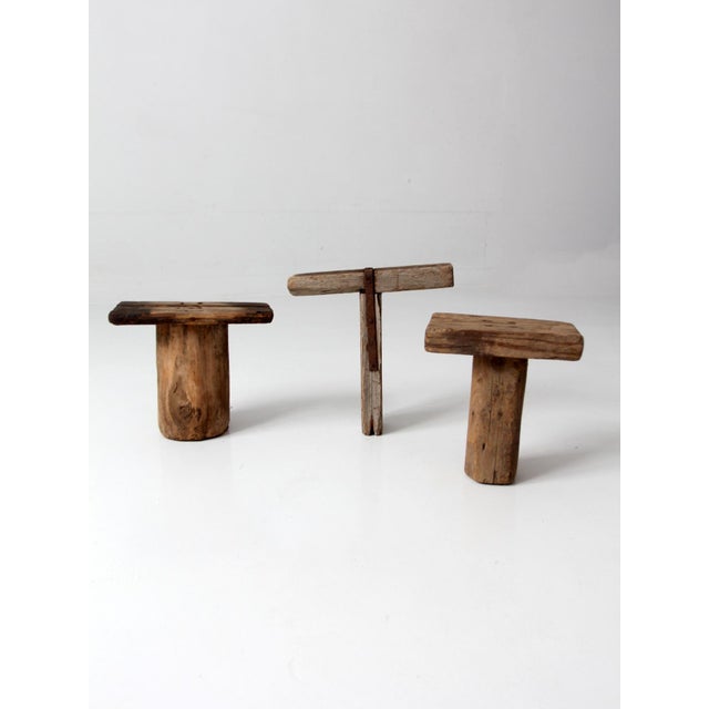 Antique Primitive Milking Stools Collection Set of 3 For Sale - Image 10 of 18