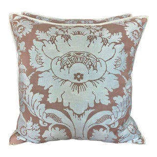 Pair of Custom Authentic Fortuny Pillows For Sale