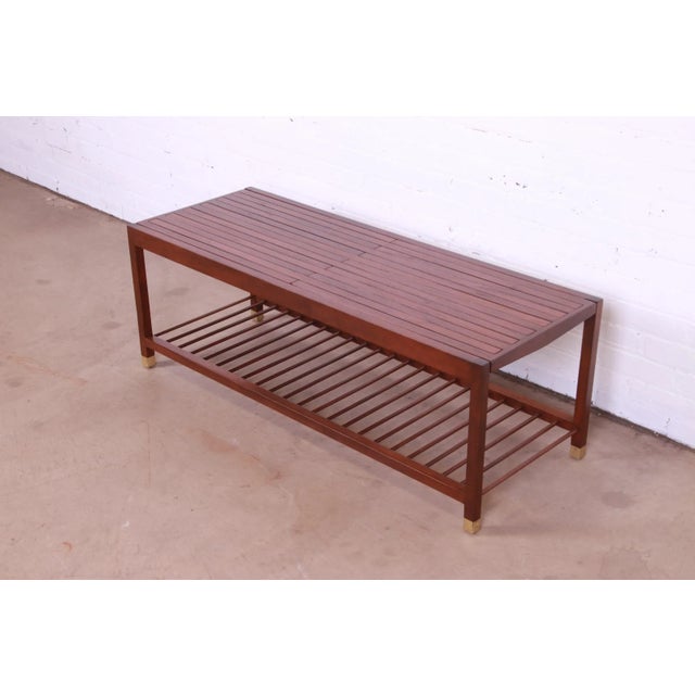 Baker Furniture Company Baker Furniture Mid-Century Modern Teak Slat Expanding Coffee Table, Newly Refinished For Sale - Image 4 of 13