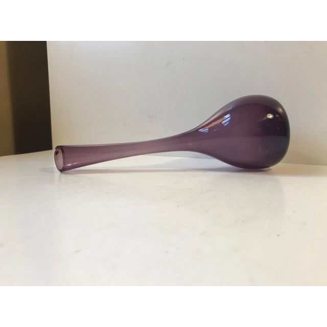 Mid-century gourd shaped purple Long neck glass vase designed by Gunnar Ander. Great 'Ice-Breaker' for minimalistic...
