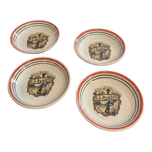 Vintage 1980s Italian Ceramic San Remo Pasta Bowls by Himark - Set of 4 For Sale