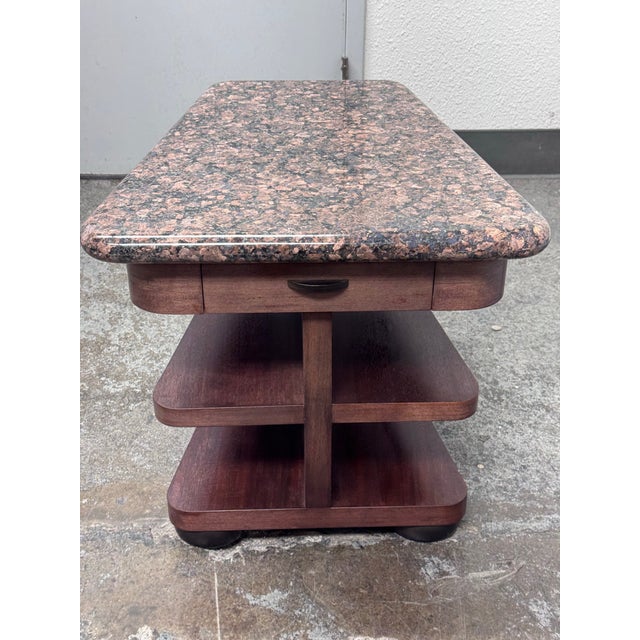 Modernist Rosewood Side Table With Granite Table Top For Sale - Image 9 of 12