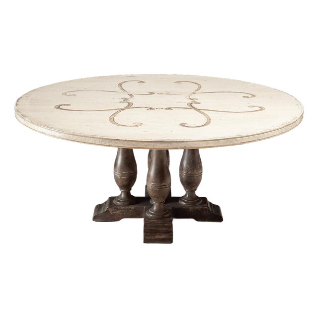 Italian Round Dining Table With Florentine Scrollwork For Sale