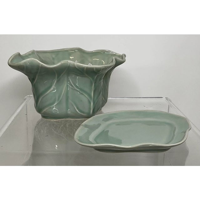 Longquan Cabbage Planter With Saucer For Sale - Image 4 of 11