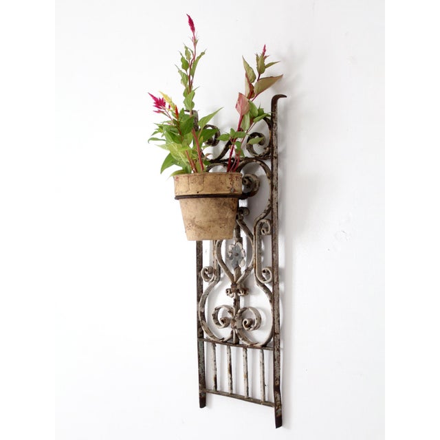 Vintage Spanish Revival Wrought Iron Wall Planter Sconce For Sale - Image 10 of 16