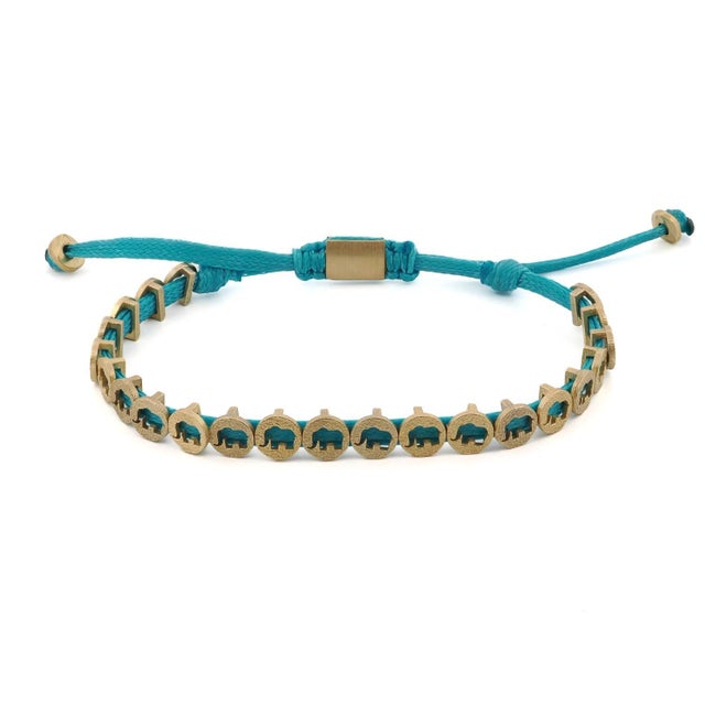 Lucky Elephant Turquoise Woven Unisex String Bracelet For Sale - Image 9 of 9