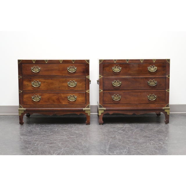 Henredon Asian Japanese Tansu Campaign Style Walnut Nightstand