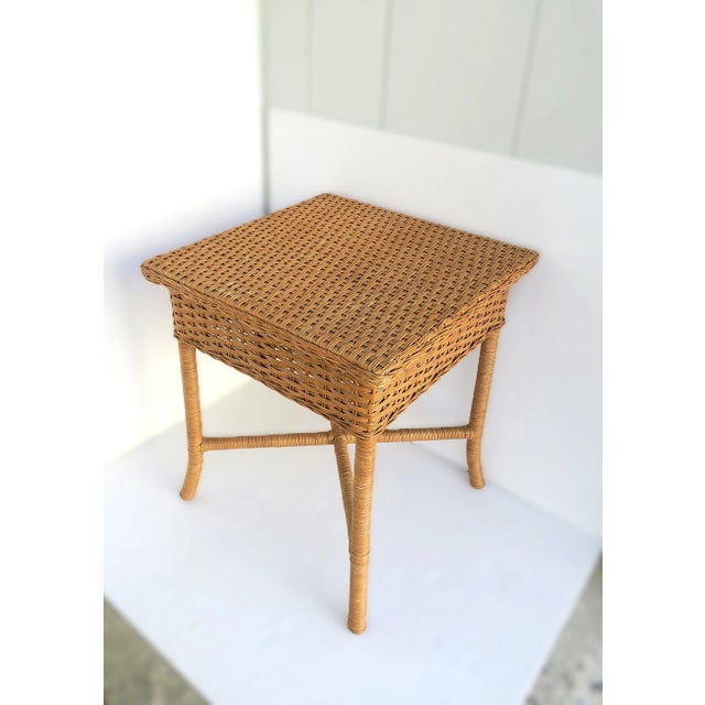 Wicker End Table For Sale In New York - Image 6 of 12