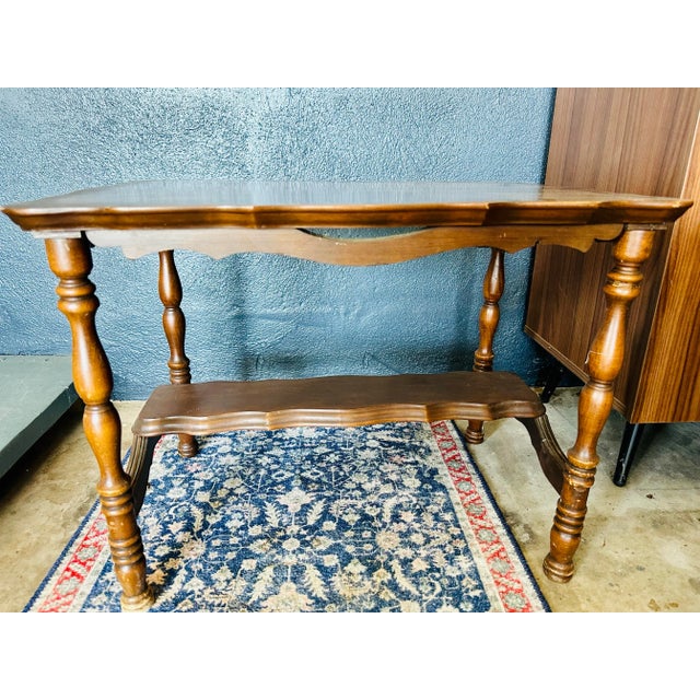 Vintage English Jacobean Style Side Table With Scalloped Top For Sale - Image 9 of 12