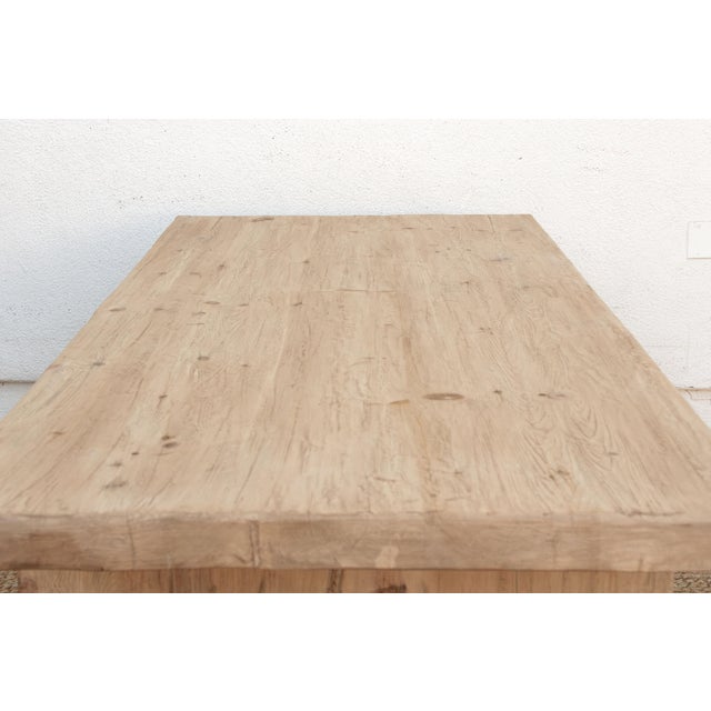 3" Thick Top Camargue Reclaimed Wood Pedestal Dining Table For Sale - Image 4 of 18