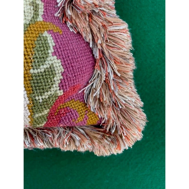 Vintage French Country Needlepoint Pillow For Sale - Image 9 of 11
