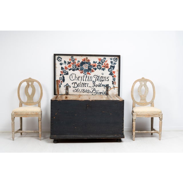 Large 19th Century Swedish Painted Hope Chest For Sale - Image 3 of 14