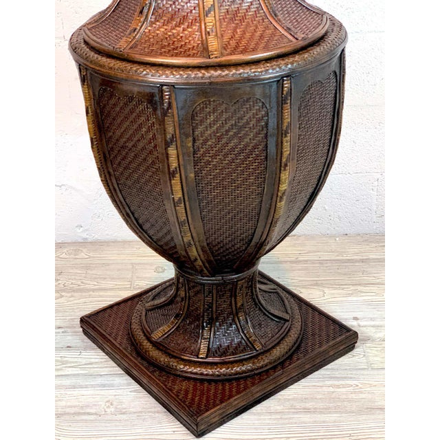 Large British Colonial Style Rattan and Wicker Urn Chairish